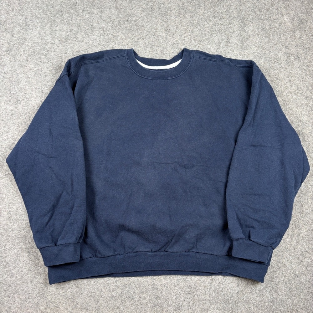 Anvil Sweatshirt‎ Mens 2XL Navy Blue Crewneck Long Sleeve Solid Basic Pullover